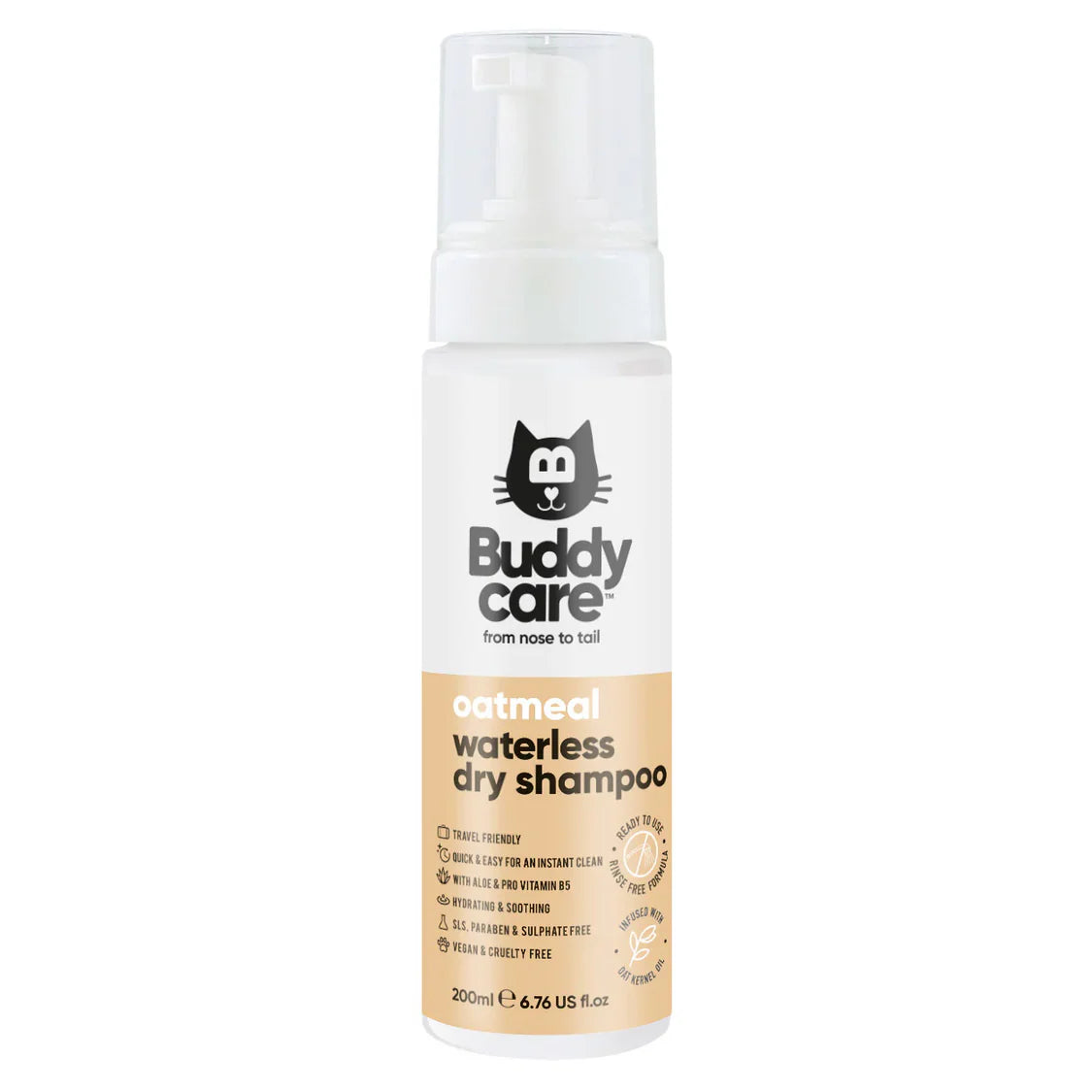 Buddy Care Cat Waterless Oatmeal Dry Shampoo 200ml
