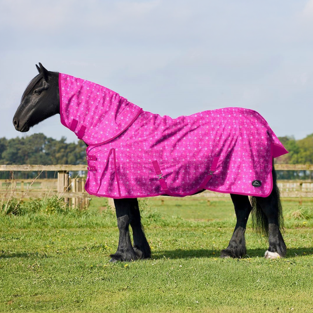Burwood Limited Edition 50g Detachable Neck Turnout Rug Pink Stars