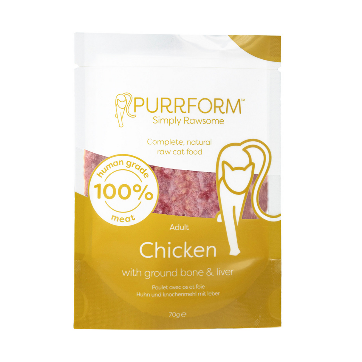 PurrForm Chicken & Ground Bone with Liver Pouch 6x70g