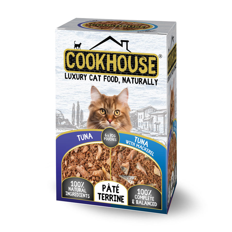 Cookhouse Cat Pouches Terrine Tuna & Tuna with Mackerel 6x70g