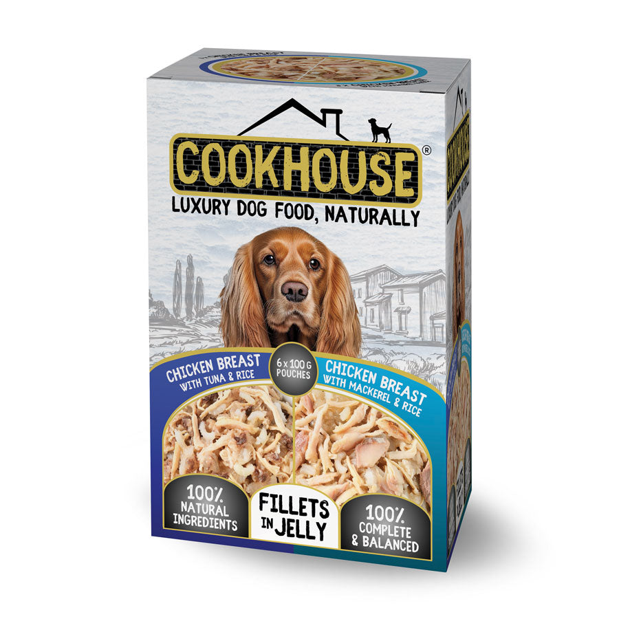 Cookhouse Dog Pouches In Jelly Chicken & Tuna & Chicken & Mackeral 6x100g