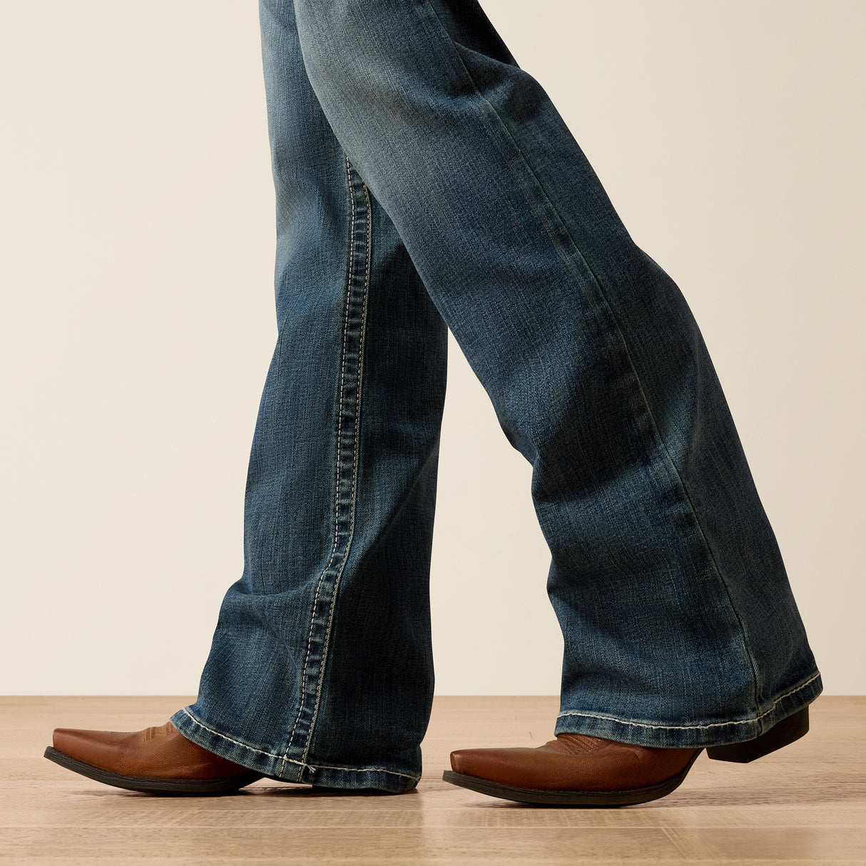 Ariat Womens R.E.A.L. Mid Rise Stretch Whipstitch Boot Cut Jean Rainstorm