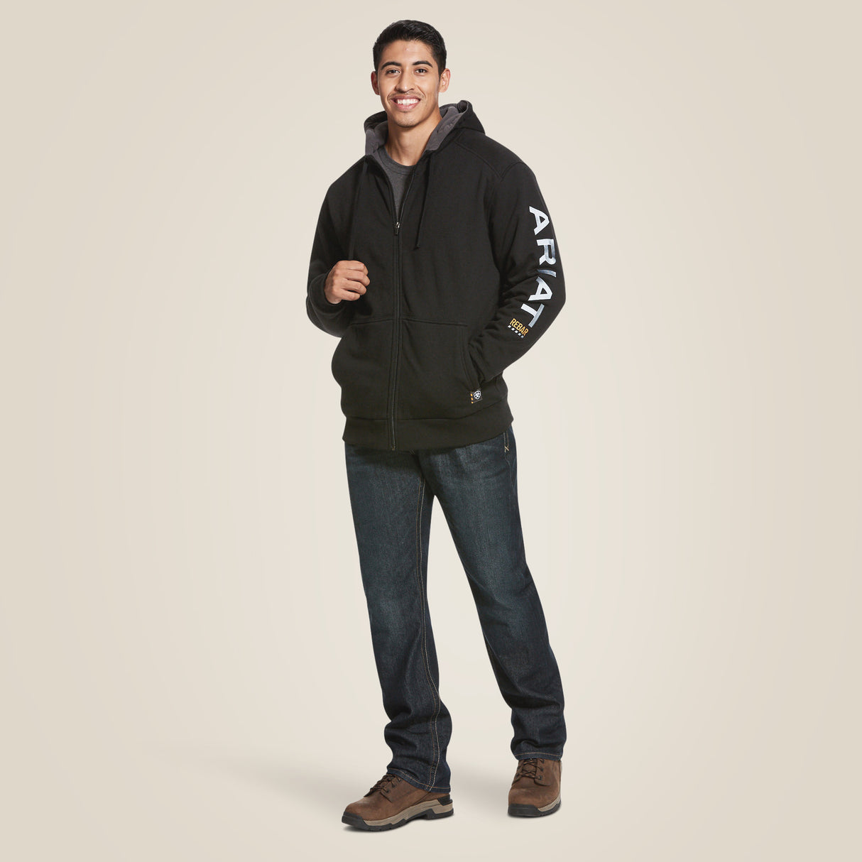 Ariat Mens Rebar All-Weather Full Zip Hood Black