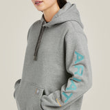 Ariat Womens Rebar Workman Graphic Hood Heather Grey