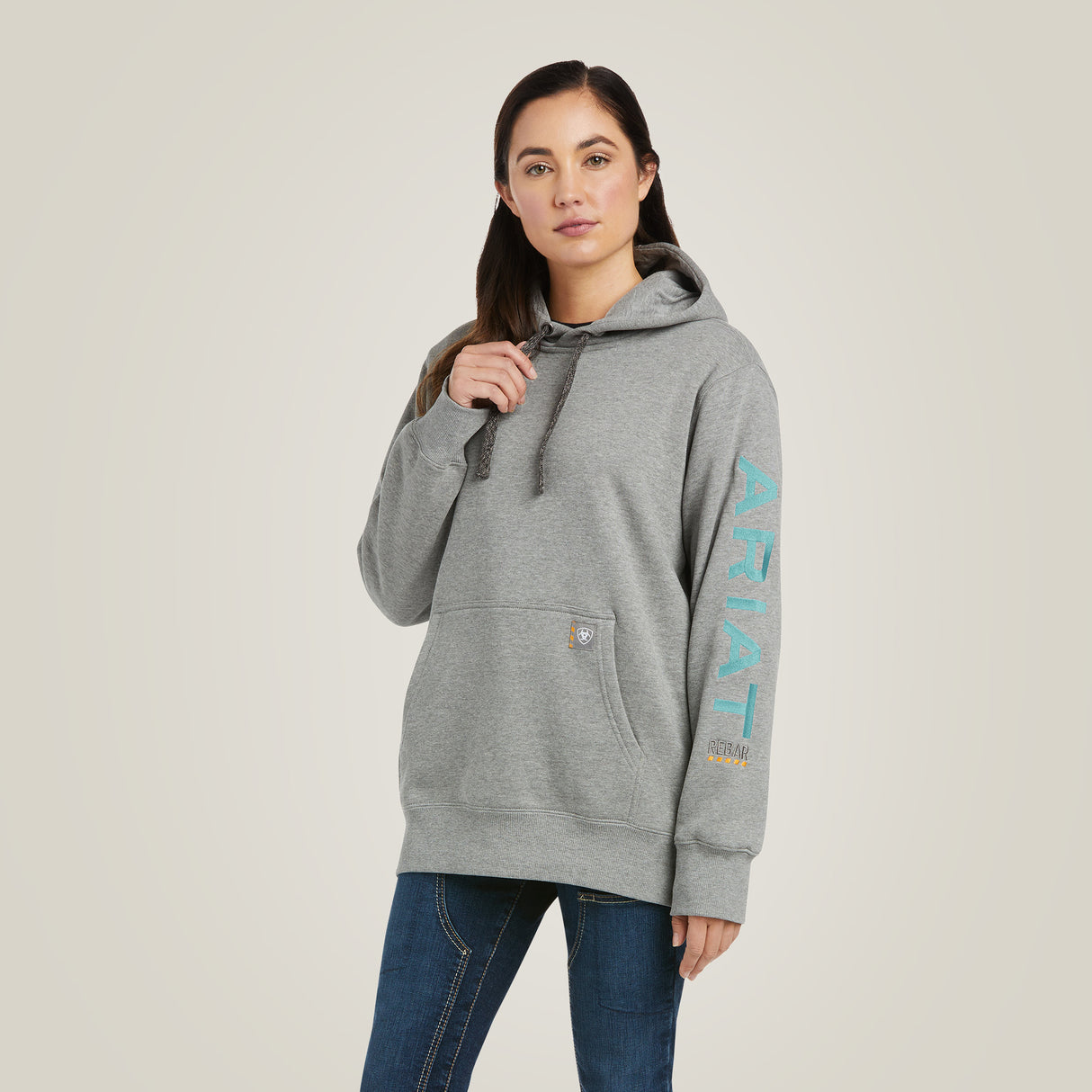 Ariat Womens Rebar Workman Graphic Hood Heather Grey