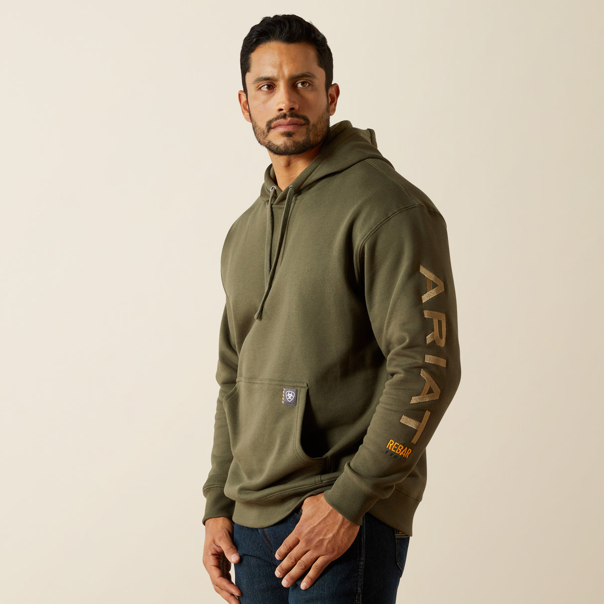 Ariat Mens Rebar Workman Graphic Hood Grape Leaf / Dried Herb