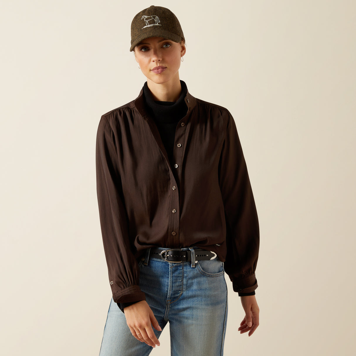 Ariat Womens Kildwick LS Blouse Coffee Bean