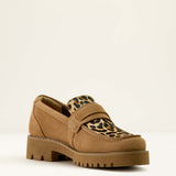 Ariat Womens Stratford Lug Loafer Tan Suede / Leopard Hair On