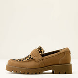 Ariat Womens Stratford Lug Loafer Tan Suede / Leopard Hair On
