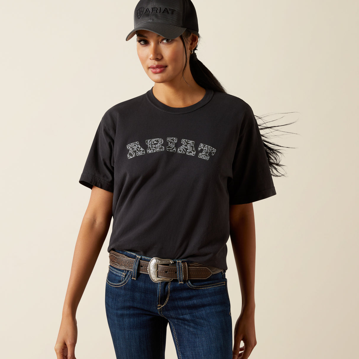 Ariat Womens Boot Stitch Logo SS T-Shirt Vintage Black