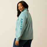 Ariat Womens Foundation Logo 1/2 Zip Sweatshirt Teal Heather