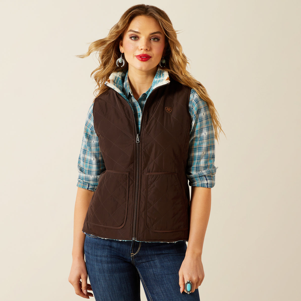 Ariat Womens Dilon Insulated Reversible Vest Mole