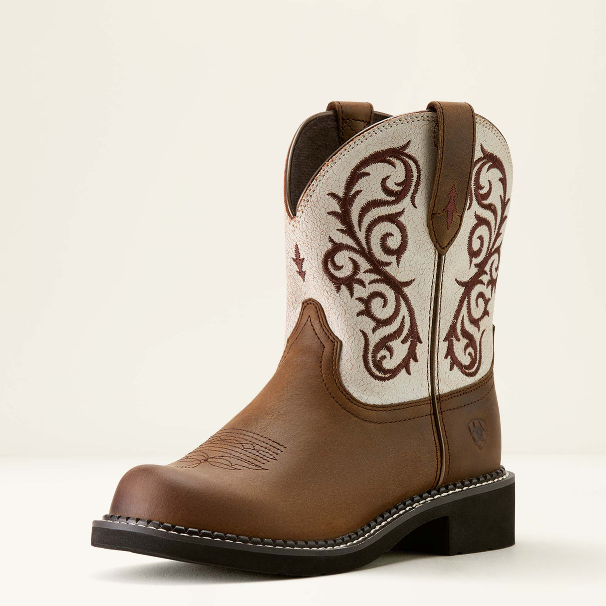 Ariat Womens Fatbaby Heritage Lilah Western Boot Chocolate Chip / Distressed Ivory