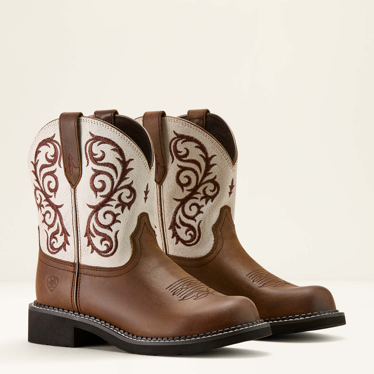 Ariat Womens Fatbaby Heritage Lilah Western Boot Chocolate Chip / Distressed Ivory