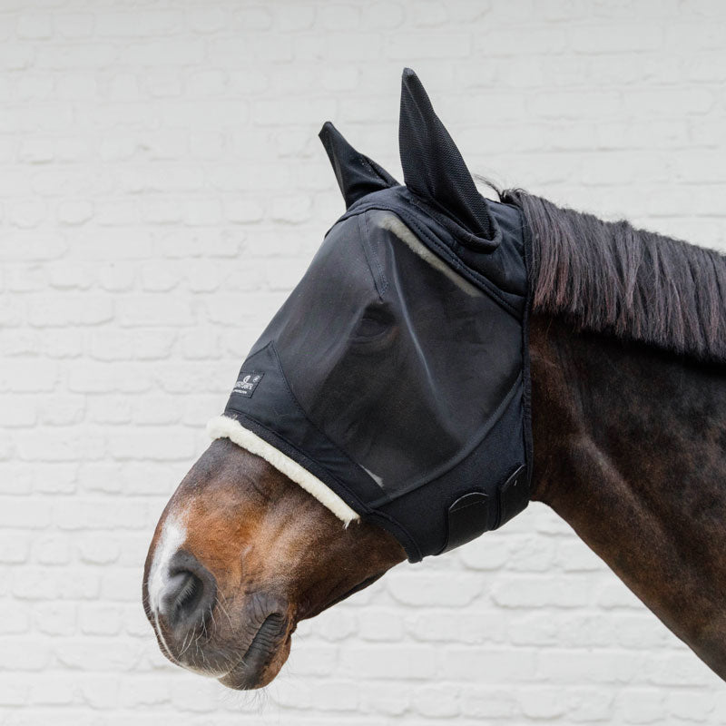 Kentucky Horsewear Fly Mask Skin Friendly With Ears Black