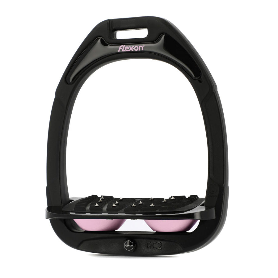 Flex-on Green Composite Stirrups Black/Black/Light Pink Inclined Ultra Grip