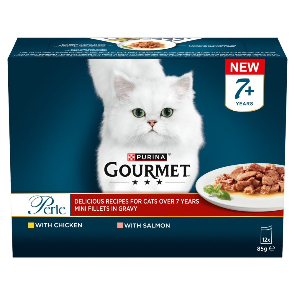 Gourmet Perle Pouch Box Senior 7+ Mini Fillets In Gravy 12x85g