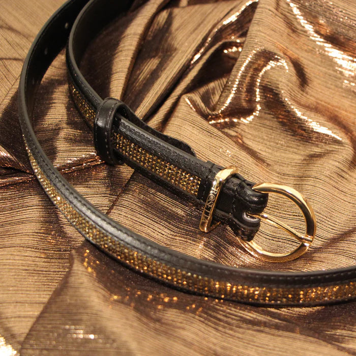 Rosetta Equestrian Honey Gold Crstal Leather Belt