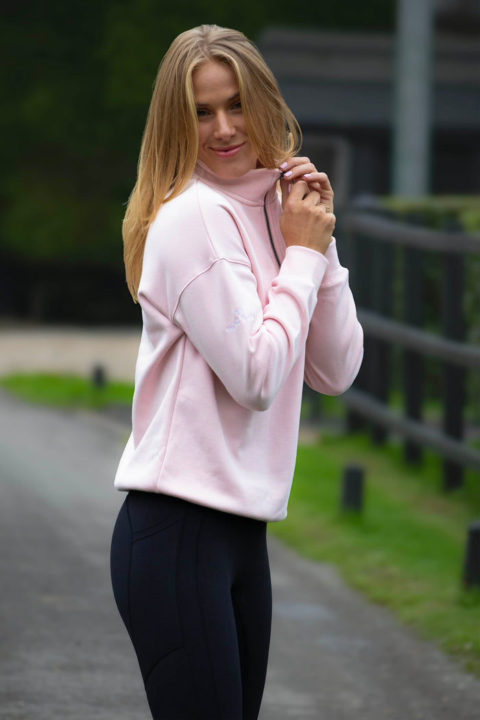 Mochara Half Zip Sweatshirt Baby Pink