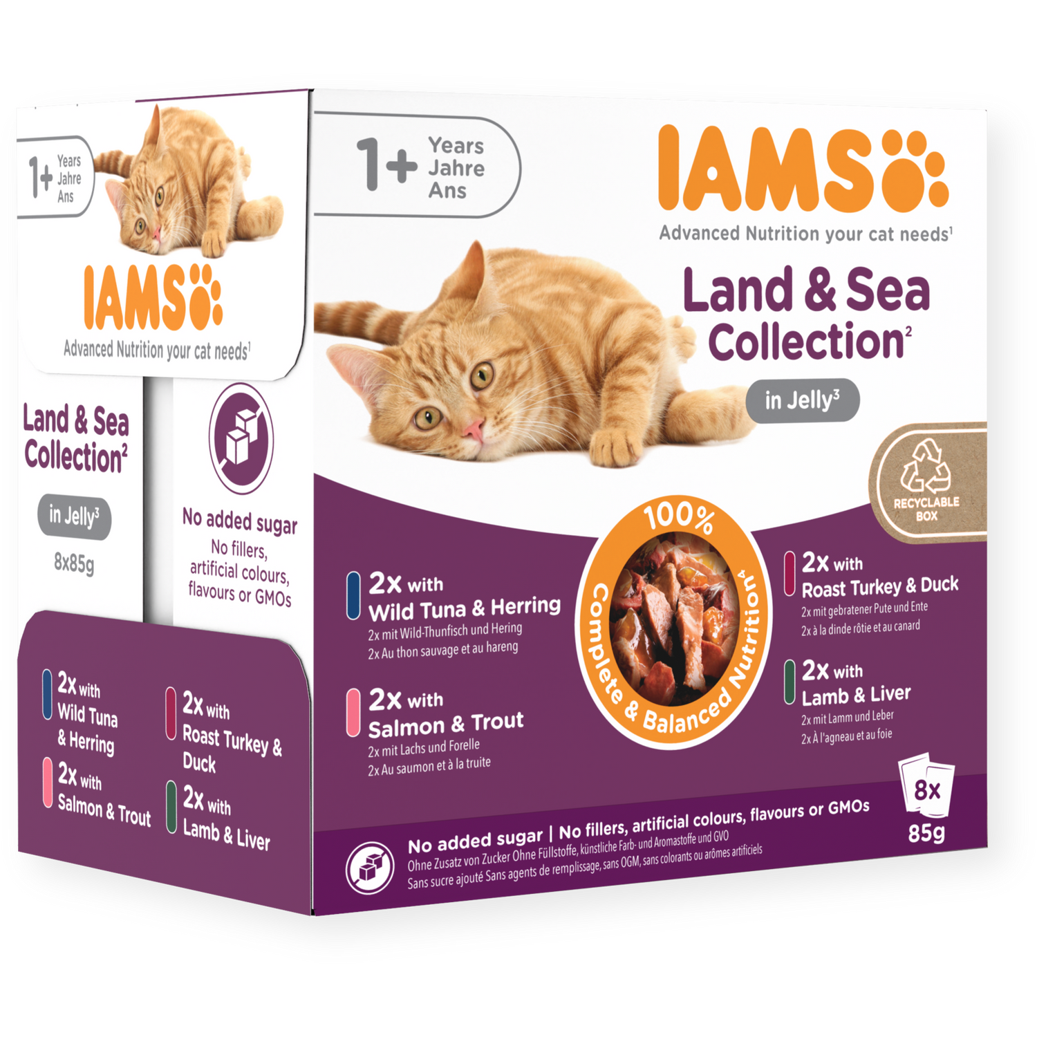 Iams Delights Wet Adult Cat Food Land & Sea In Jelly 8x85g