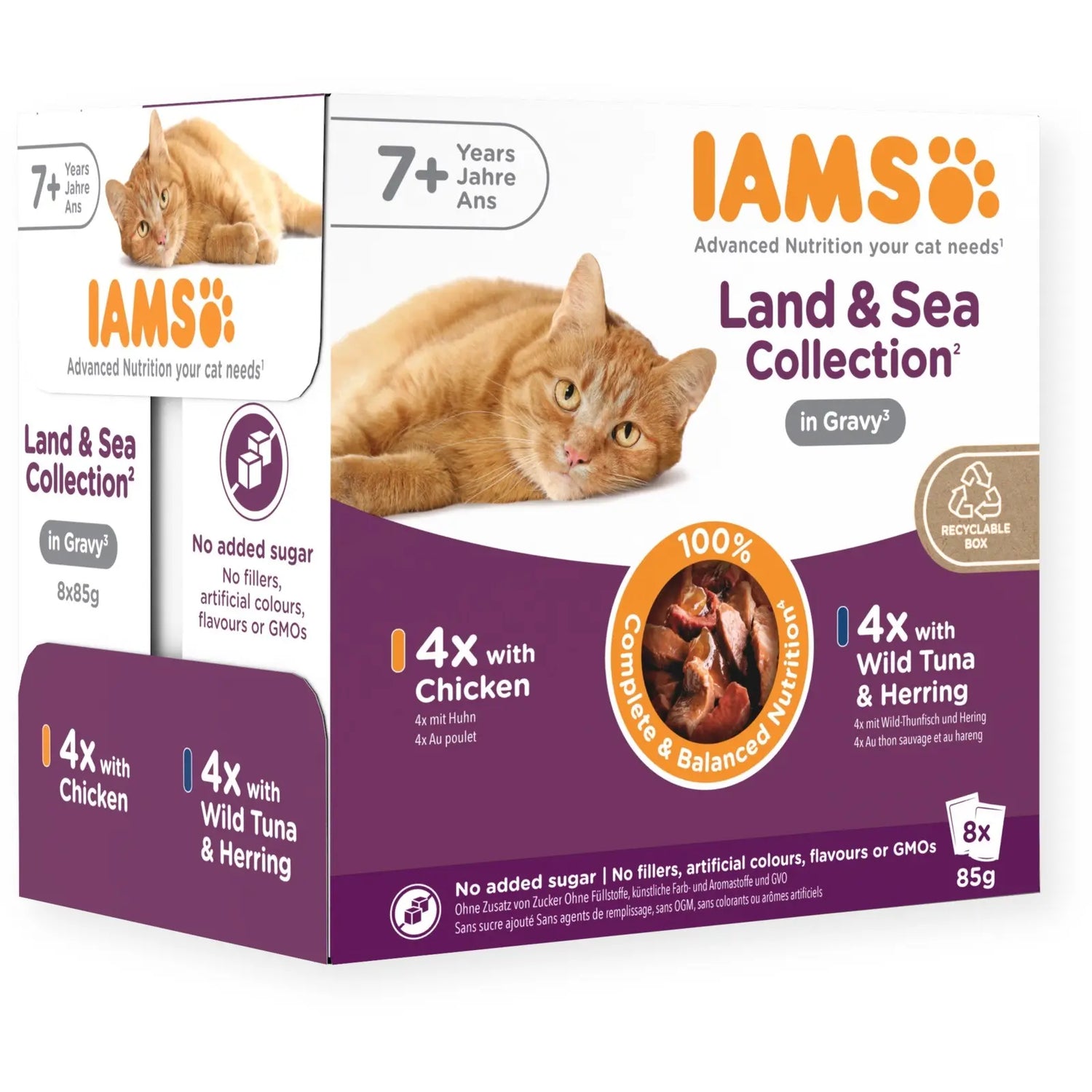 Iams Delights Wet Senior Cat 7+ Food Land & Sea Collection In Gravy 8x85g