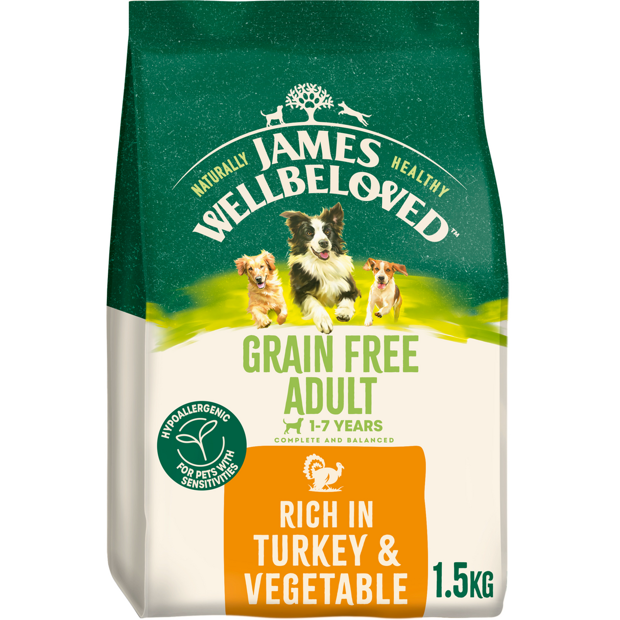 James Wellbeloved Dog - Adult Grain Free Turkey & Veg 1.5kg