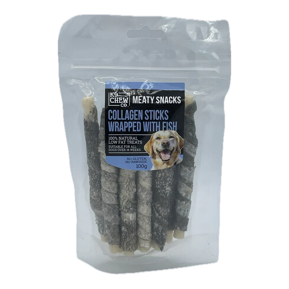 K9 Chew Co Collagen Sticks Wrapped 5" With Fish 100g