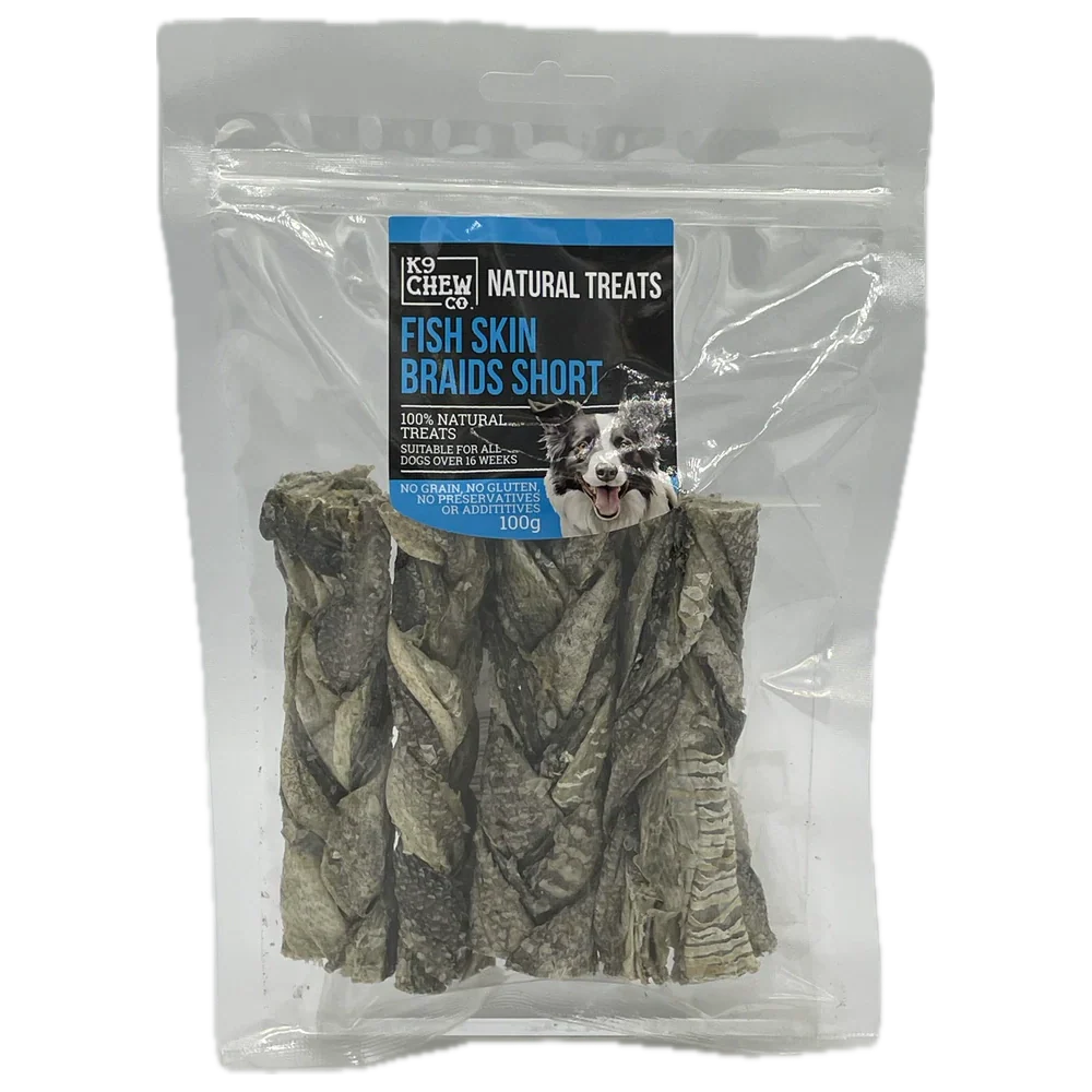 K9 Chew Co Fish Skin Braids Short 100g