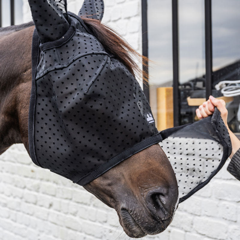 Kentucky Horsewear Fly Mask Heart With Ears And Nose Black