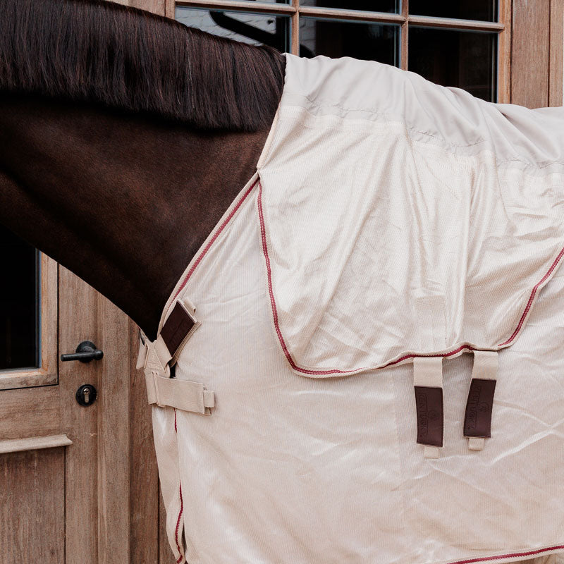 Kentucky Horsewear Mesh Fly Rug Comfort Classic With Neck & Belly Cover Beige/Bordeaux