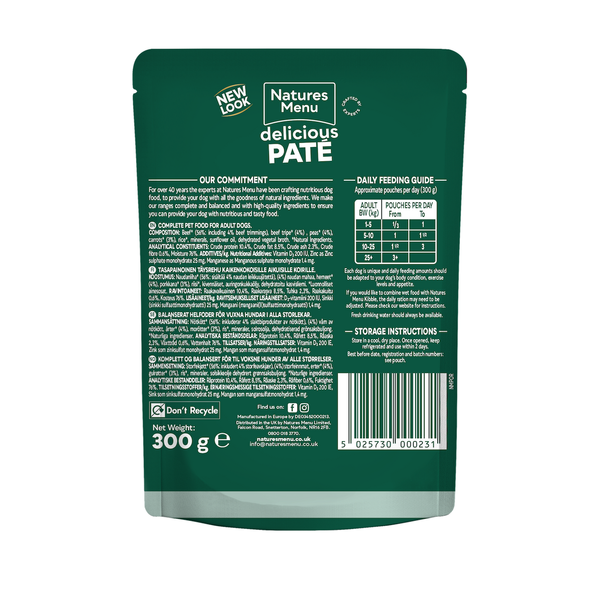 Natures Menu Dog - Adult Pouch Box Beef With Tripe & Vegetables 8x300g
