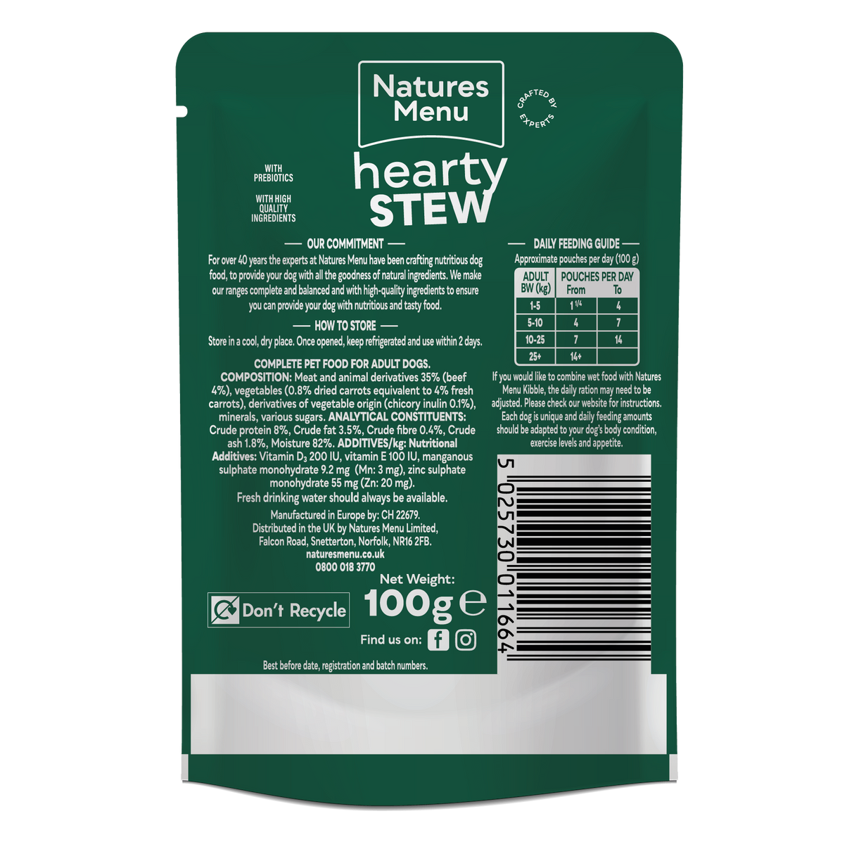 Natures Menu Dog - Beef Stew Pouches 8x100g