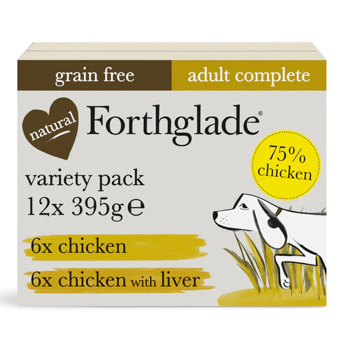 Forthglade Adult Complete Grain Free Duo Variety Chicken & Chicken Liver 12x395g
