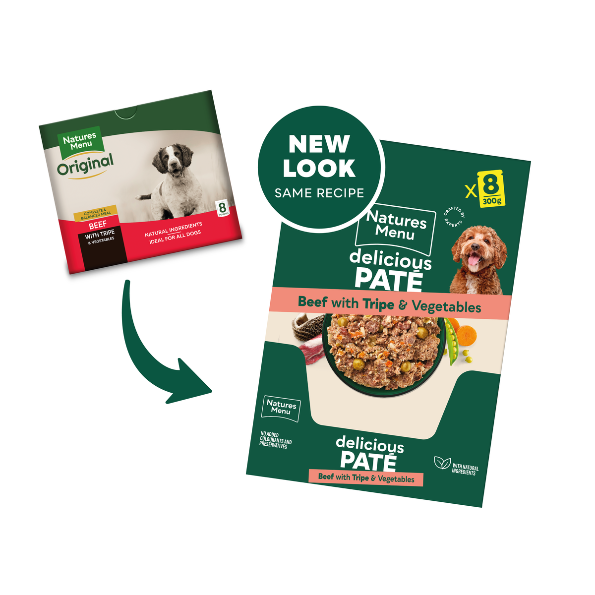 Natures Menu Dog - Adult Pouch Box Beef With Tripe & Vegetables 8x300g