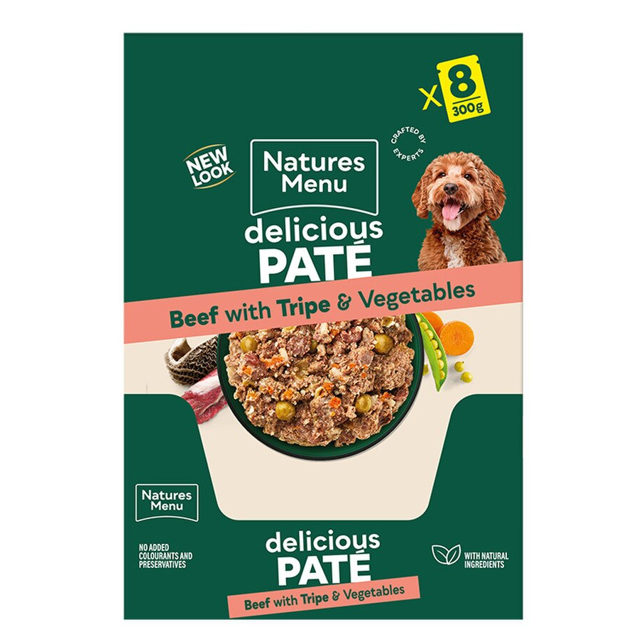 Natures Menu Dog - Adult Pouch Box Beef With Tripe & Vegetables 8x300g