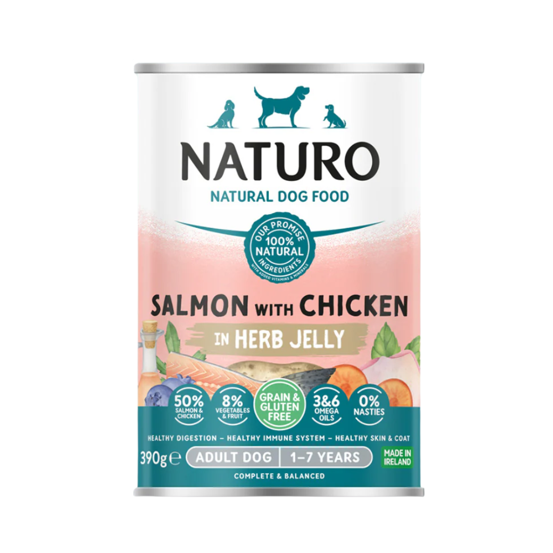Naturo Dog - Adult Grain & gluten Free Can Salmon & Chicken In Jelly 390g