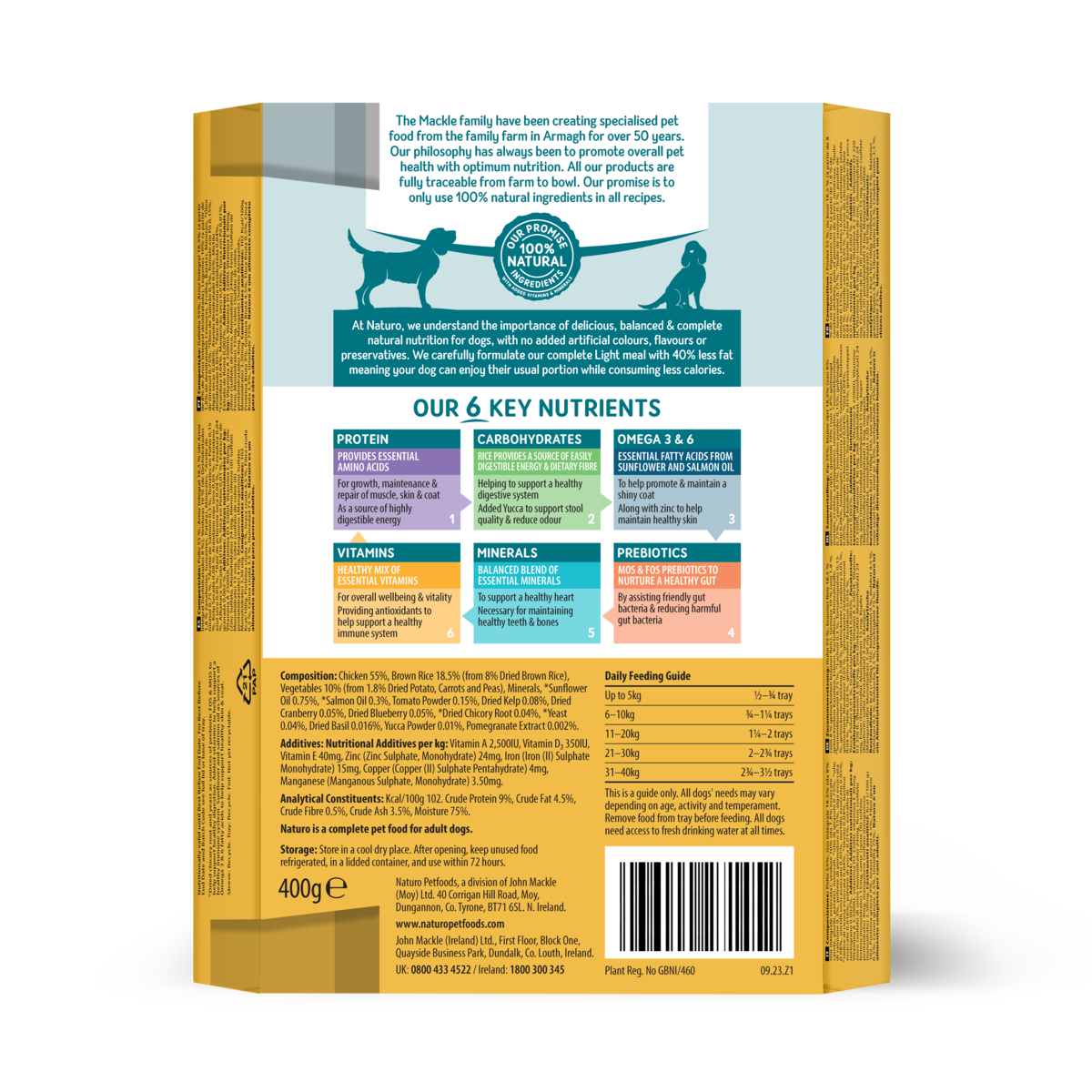 Naturo Dog - Light Chicken Rice & Veg Tray 400g