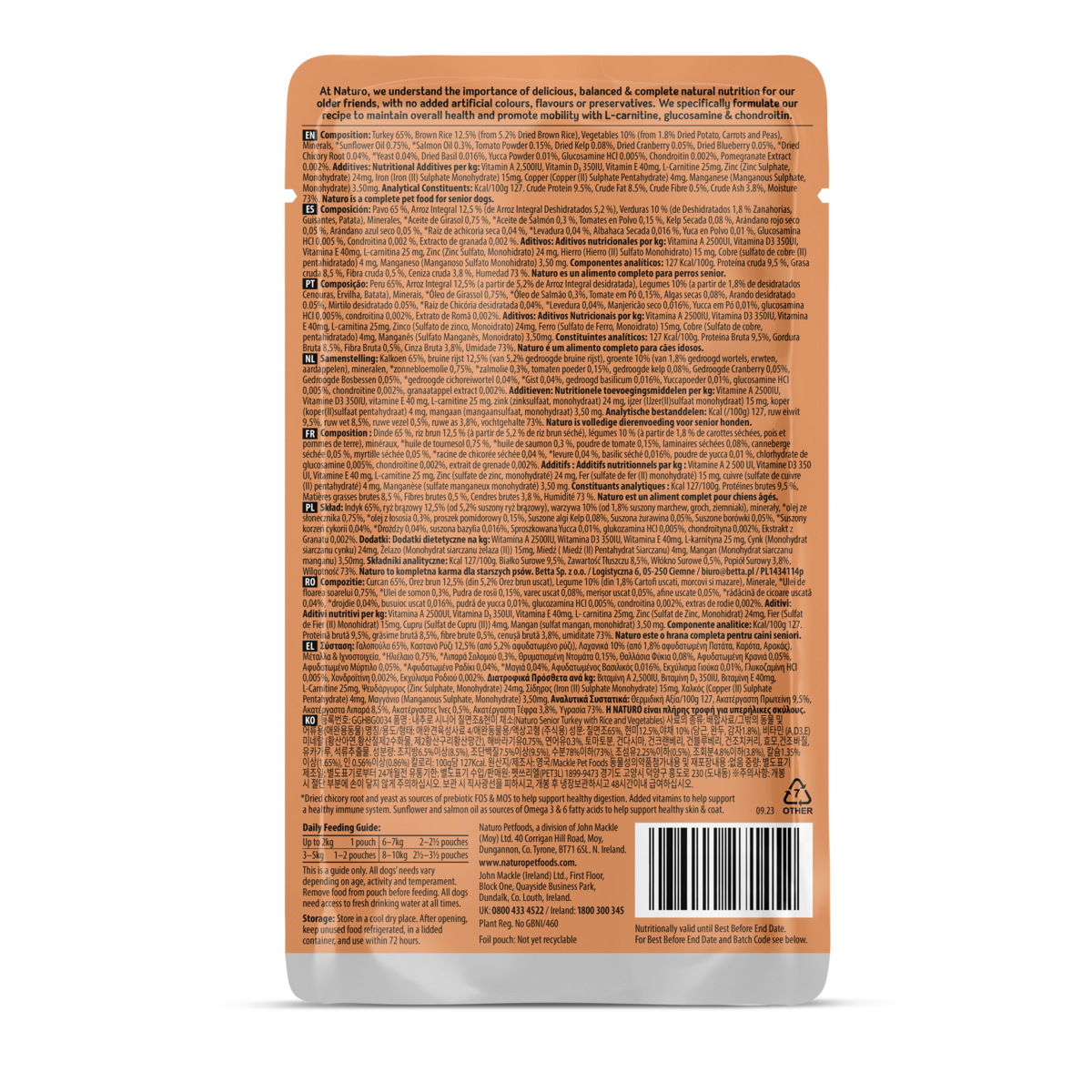 Naturo Dog - Senior Turkey Rice & Veg Pouch 150g