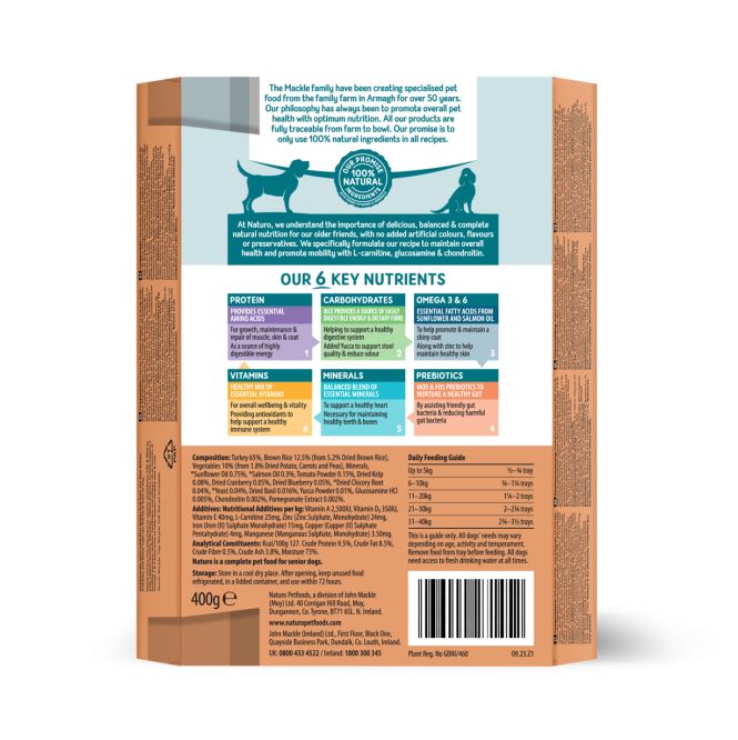 Naturo Dog - Senior Turkey Rice & Veg Tray 400g