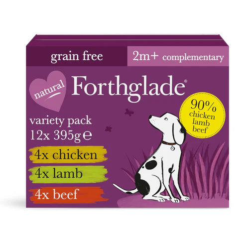 Forthglade 2months+ Complementary Just Chicken, Lamb & Beef Variety Pack 12x395g
