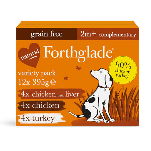 Forthglade 2months+ Complementary Just Chicken, Chicken Liver & Turkey 12x395g