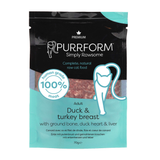 PurrForm Premium Duck with Turkey Breast & Ground Bone with Duck Heart & Liver Pouch 6x70g