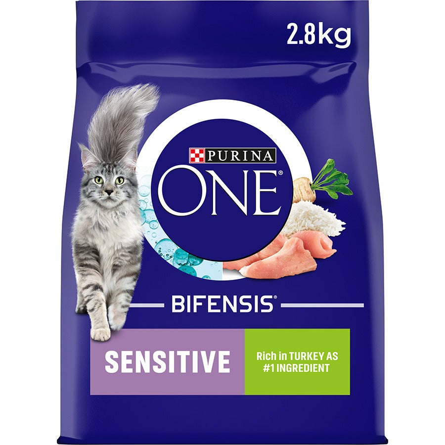 Purina ONE Adult Sensitive Turkey & Rice Dry Cat Food 2.8kg