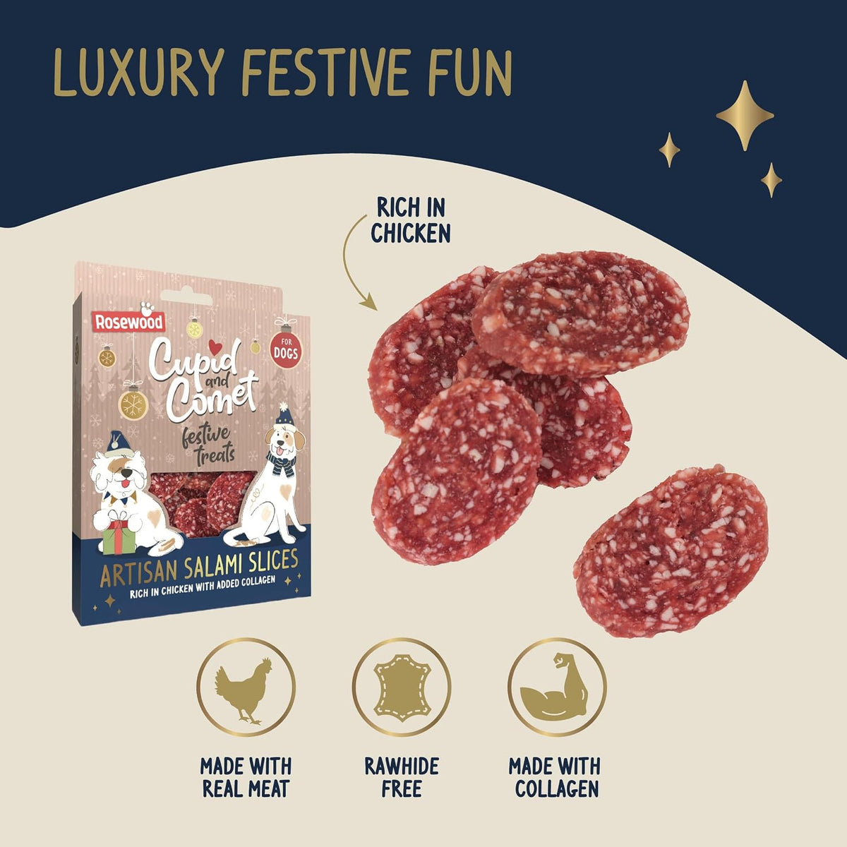 Rosewood Cupid & Comet Artisan Salami Slices for Dogs 200g