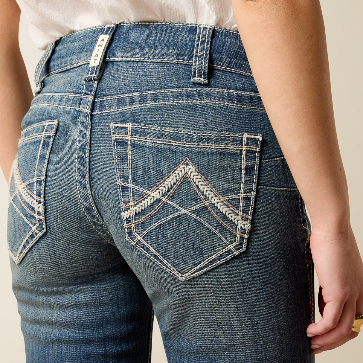 Ariat Womens R.E.A.L. Mid Rise Icon Stackable Straight Leg Jean Rainstorm