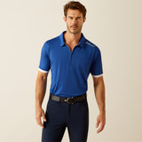 Ariat Mens Bandera 1/4 Zip SS Polo Sodalite Bluet