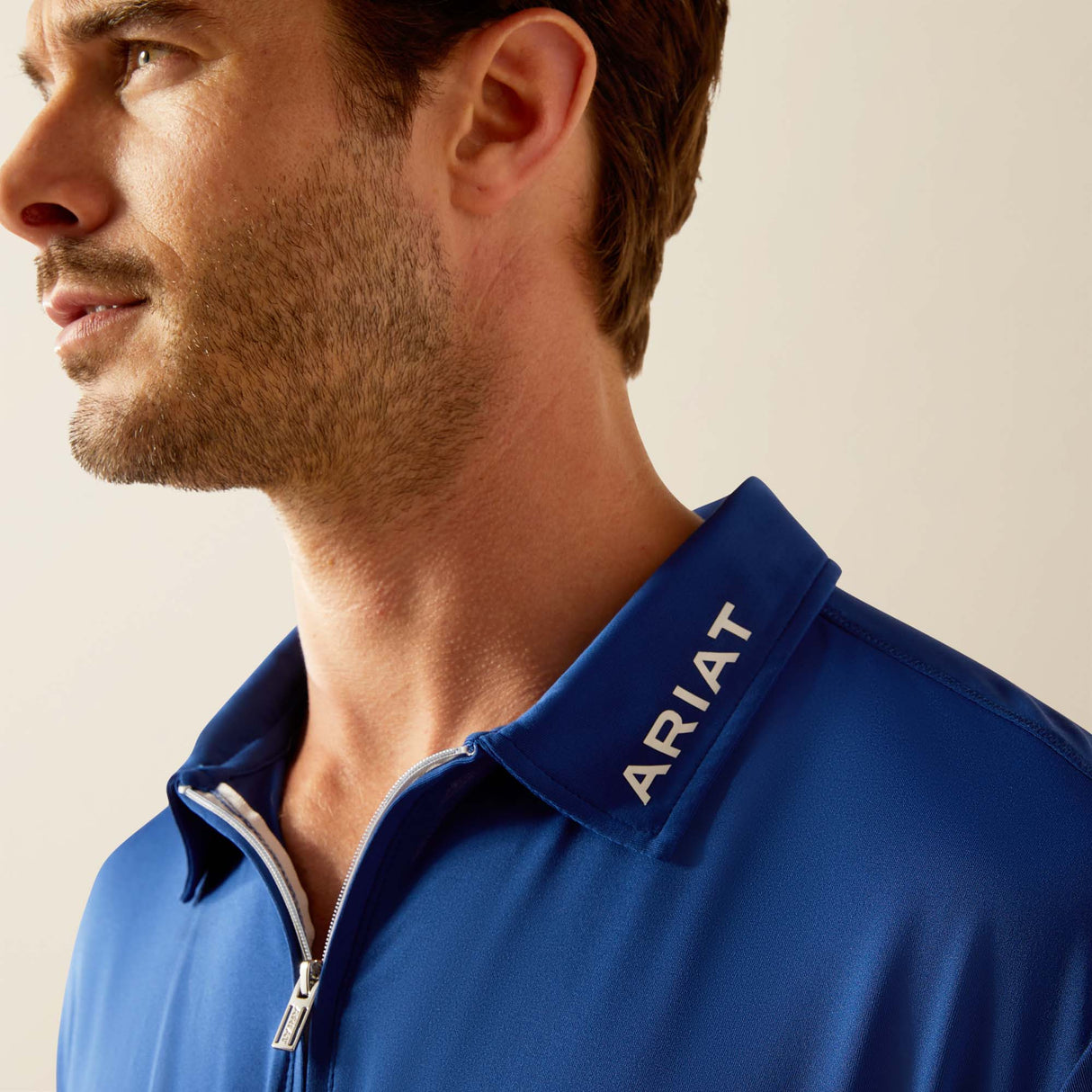 Ariat Mens Bandera 1/4 Zip SS Polo Sodalite Bluet