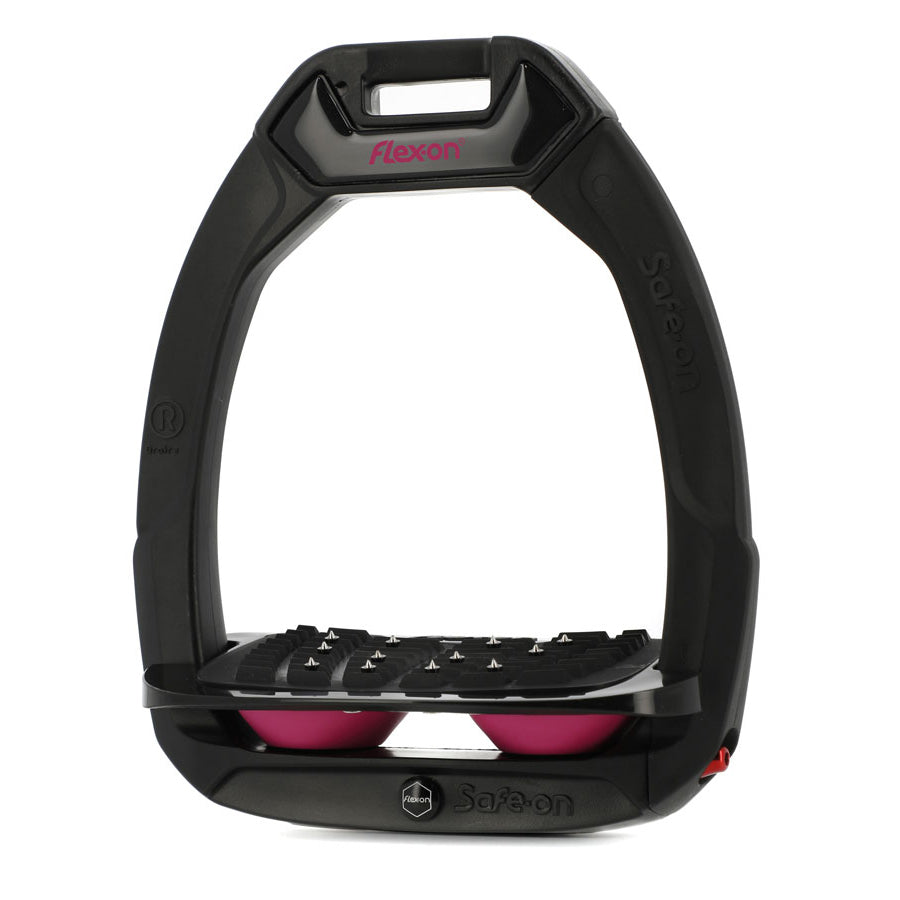 Flex-on Safe-On Stirrups Black/Black/Pink Inclined Ultra Grip