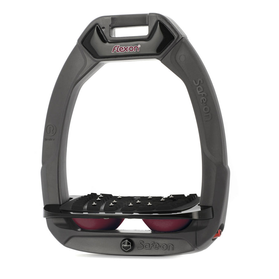 Flex-on Safe-On Stirrups Dark Grey/Black/Burgundy Inclined Ultra Grip