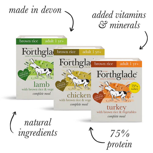 Forthglade Adult Complete Brown Rice Turkey, Lamb & Chicken Variety Pack 12x395g